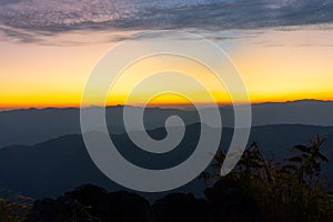 Landscape of sunrise on Mountain at of Doi Pha Phueng ,NAN,Thailand