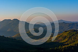 Landscape of sunrise on Mountain at of Doi Pha Phueng ,NAN,Thailand