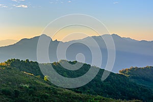 Landscape of sunrise on Mountain at of Doi Pha Phueng ,NAN,Thailand