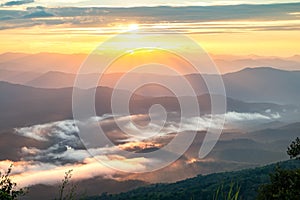 Landscape sunrise on mountain view at samer dao mountain, Nan province, Thailand