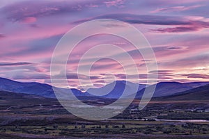 Landscape at sunrise,  mountains, Yamal