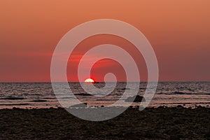 Landscape sunset at Cape Coral in the Andaman sea at Phang Nga,Southern of Thailand