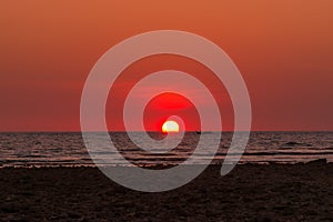 Landscape sunset at Cape Coral in the Andaman sea at Phang Nga,Southern of Thailand