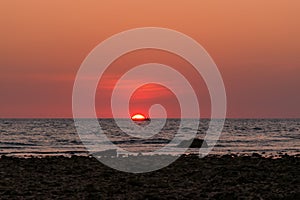 Landscape sunset at Cape Coral in the Andaman sea at Phang Nga,Southern of Thailand