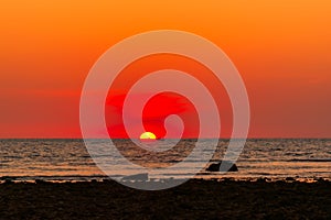 Landscape sunset at Cape Coral in the Andaman sea at Phang Nga,Southern of Thailand