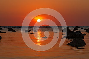 Landscape sunset at Cape Coral in the Andaman sea at Phang Nga,Southern of Thailand