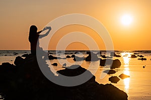 Landscape sunset at Cape Coral in the Andaman sea at Phang Nga,Southern of Thailand