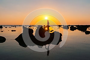 Landscape sunset at Cape Coral in the Andaman sea at Phang Nga,Southern of Thailand