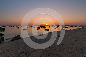 Landscape sunset at Cape Coral in the Andaman sea at Phang Nga,Southern of Thailand