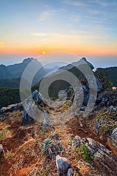 Landscape sunset at Doi Luang Chiang Dao, High mountain in Chiang Mai Province, Thailand