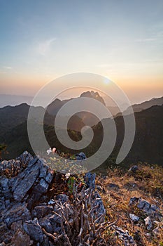 Landscape sunset at Doi Luang Chiang Dao, High mountain in Chiang Mai Province, Thailand