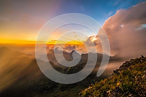 Landscape of sunset on Mountain valley at Doi Luang Chiang Dao,