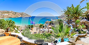 Landscape with Super Paradis beach, Mykonos island, Greece