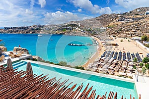 Landscape with Super Paradis beach, Mykonos island, Greece