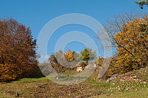 A landscape in swabian alb in germany in autumn