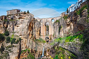 Tajo Gorge and stone bridge, Ronda, Spain photo