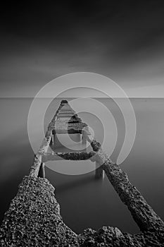 Landscape at tanjung pakis beach, in black and white