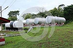 landscape of tanks for storing gasohol or gasoline, diesel