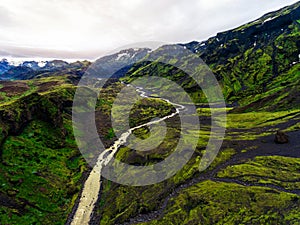 The landscape of Thorsmork in highland of Iceland