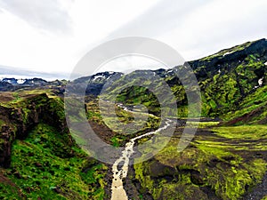 The landscape of Thorsmork in highland of Iceland