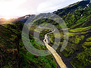 The landscape of Thorsmork in highland of Iceland.