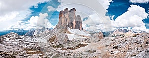 The Landscape of The Three Peaks of Lavaredo Tre Cime di Lavaredo, Dolomites, Italy