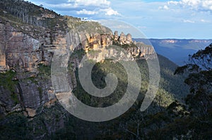 Landscape of The Three Sisters rock formation in the Blue Mountains of New South Wales Australia