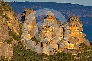 Landscape of The Three Sisters rock formation in the Blue Mountains of New South Wales Australia