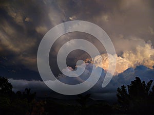 Landscape with thunderstorm clouds forming.