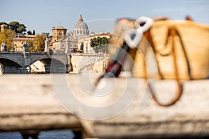 Landscape of Tiber river at sunny morning in Rome photo