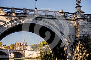 Landscape of Tiber river at sunny morning in Rome photo