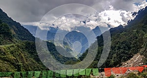 Landscape with Tibetan prayer flags