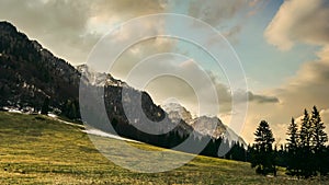 Landscape Time Lapse Of Mountains, Clouds And Forest