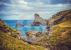 Landscape in Tintagel, Cornwall, England.