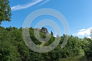 Landscape to the mountain called Steinerne Frau in Franconia photo