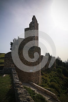 Landscape to ruined Kanine Castle and Shushica mountain, Vlore, Albania