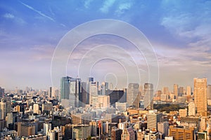 Landscape of tokyo city skyline in Aerial view with skyscraper,