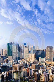 Landscape of tokyo city skyline in Aerial view with skyscraper,