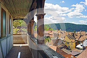 Landscape from the top level of the Clock Tower in the Romanian city of Sighisoara