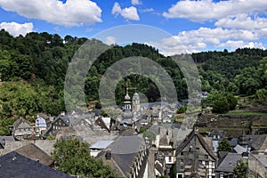 Landscape with top view of small town Monschau