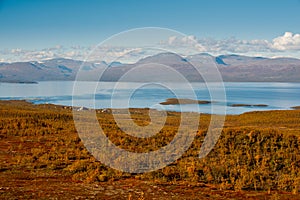 Landscape with Tornetrask lake and mountains, Norrbotten, Sweden