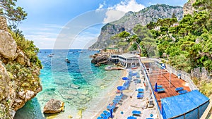 Landscape with Torre Saracena beach, Capri Island, Italy