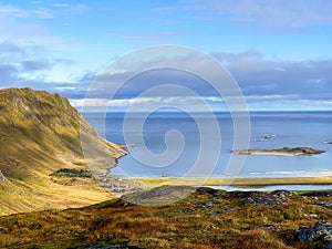 The landscape towards Ryten peak in Lofoten