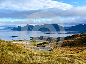 The landscape towards Ryten peak in Lofoten