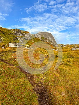 The landscape towards Ryten peak in Lofoten