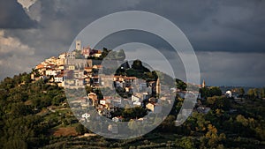 Landscape of the town of Motovun, Istria, Croatia under a gloomy