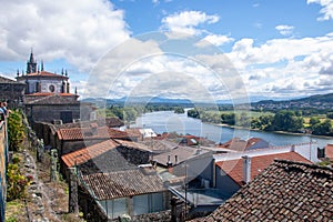 landscape of the town of Tui on river minho