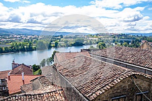 landscape of the town of Tui on river minho