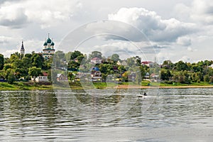 Landscape of town Tutayev on the banks of the river Volga (city photo