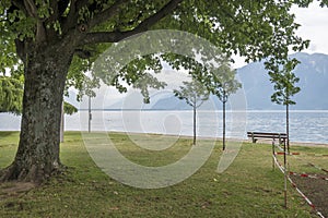 Landscape from town of Vevey to Lake Geneva, Switzerland